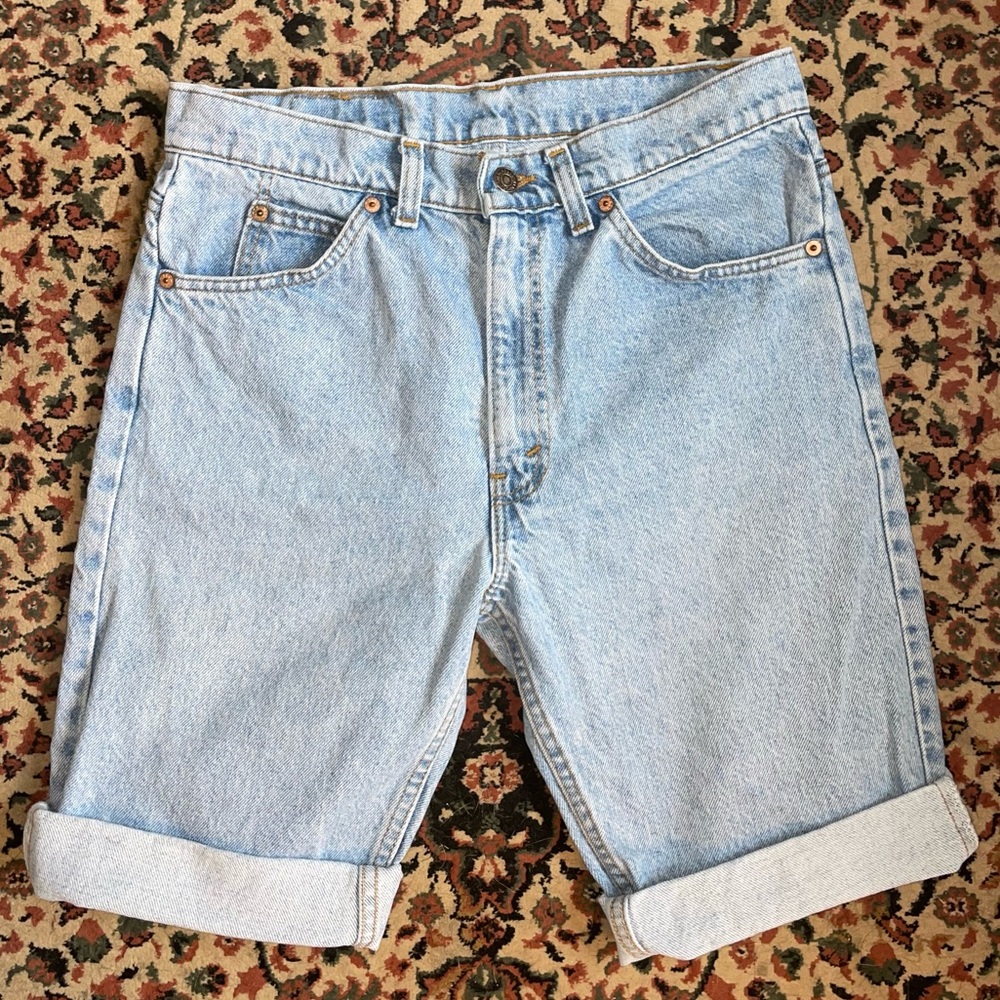 Vintage LEVIS Orange Tab 505 Roll Bottom Bermuda Shorts Light Blue W31 L00